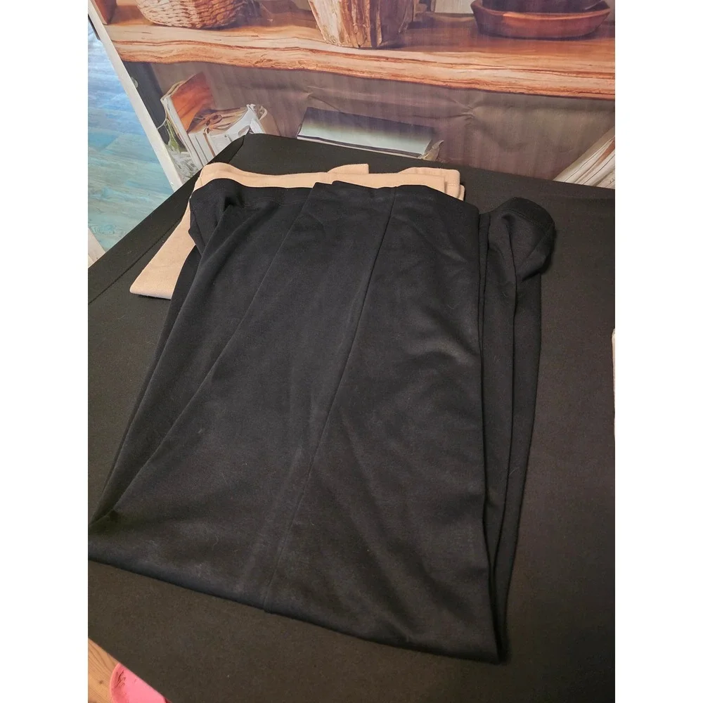 2 White Stag Woman Stretch Pants Bundle 3X 22W 24W Tan Black Pull On Trousers